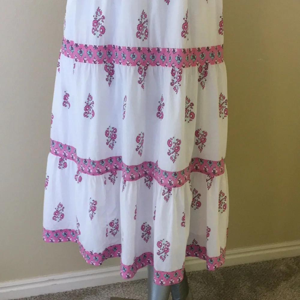 J. Crew | Block-print squareneck tiered midi dress